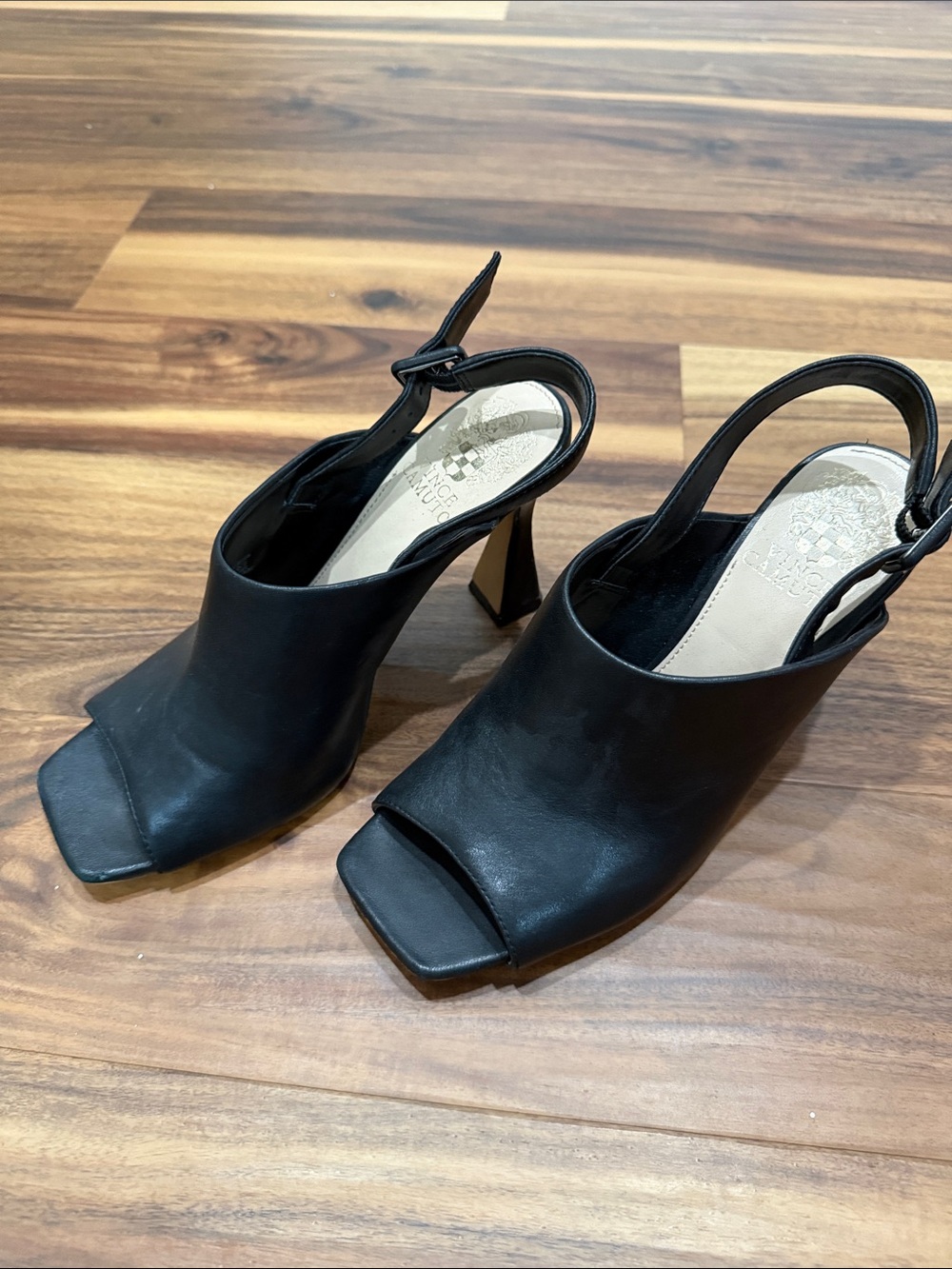 Vince Camuto Black Open-Toe Slingback Heeled Mules - Women